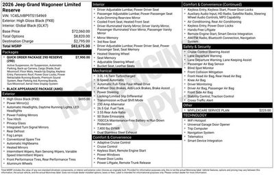 2026 Jeep Grand Wagoneer GRAND WAGONEER LIMITED RESERVE 4X4