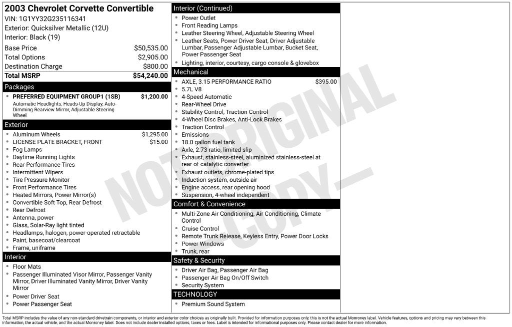 2003 Chevrolet Corvette Base