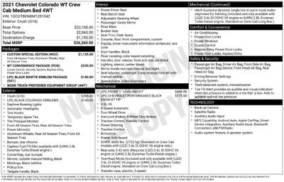 2021 Chevrolet Colorado Work Truck